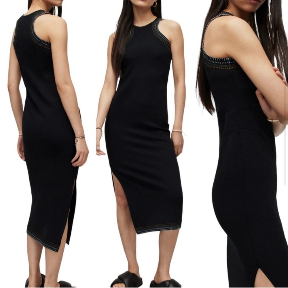 NTW All Saint embroidered black dress